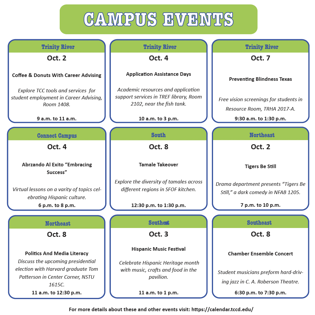 EVENT CALENDAR WEEK OF OCT. 2